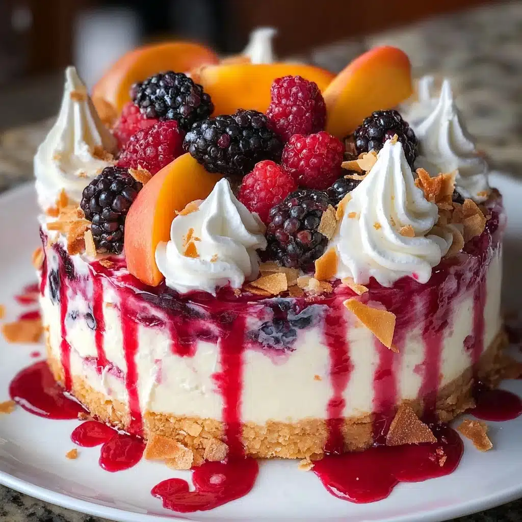 Summer Berry and Peach Cheesecake Recipe - Recipe Image