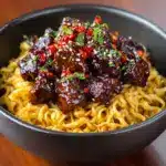 Sweet and Spicy Garlic Steak Pasta Recipe