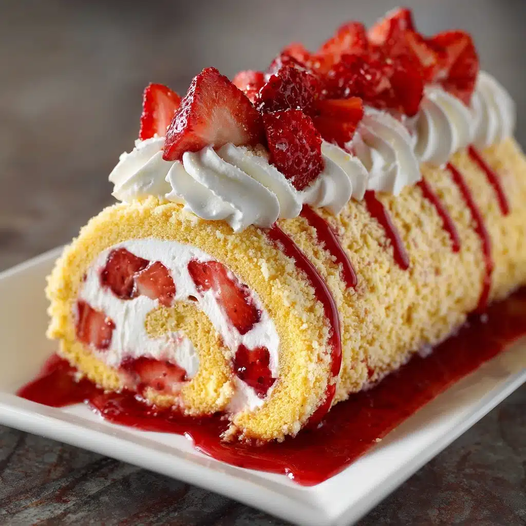 Homemade Strawberry Shortcake Cheesecake Roll Recipe - Recipe Image