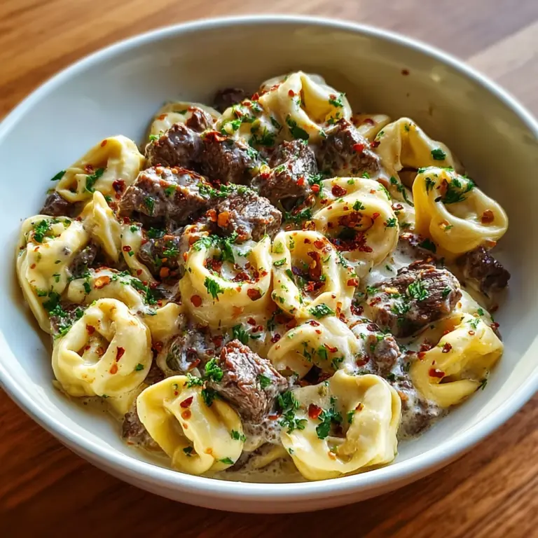 Cheesesteak Tortellini in Rich Provolone Sauce Recipe