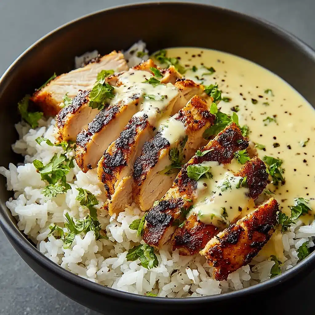 Chicken & Rice Bowls with Creamy Garlic Sauce Recipe - Recipe Image