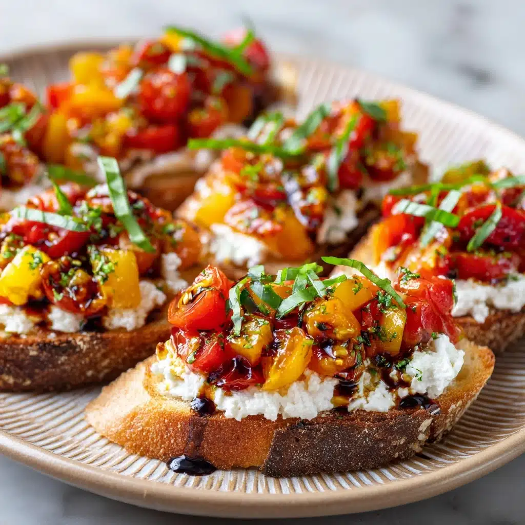 Quick Peach Bruschetta with Whipped Ricotta Recipe - Recipe Image