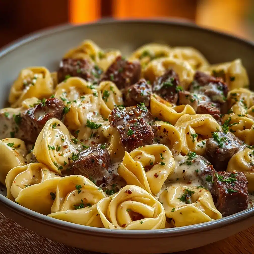 Cheesesteak Tortellini in Rich Provolone Sauce Recipe - Recipe Image