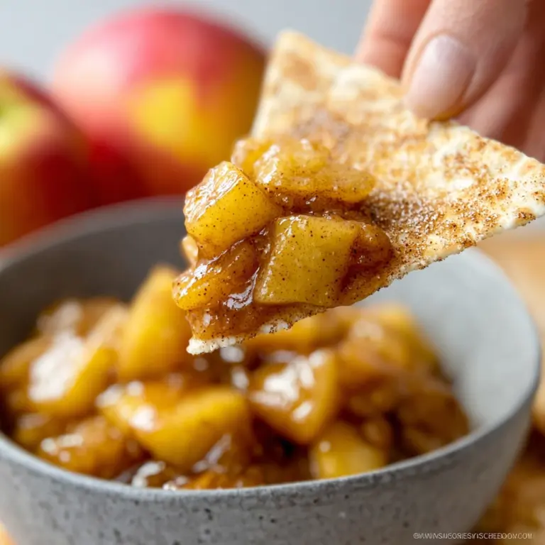Apple Pie Dip with Cinnamon Sugar Tortilla Chips Recipe