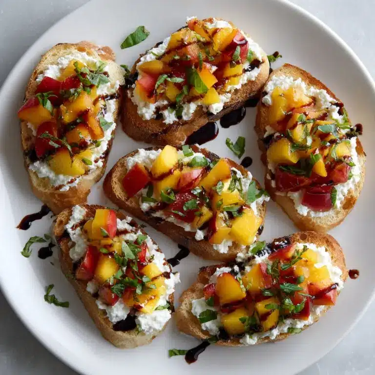 Quick Peach Bruschetta with Whipped Ricotta Recipe