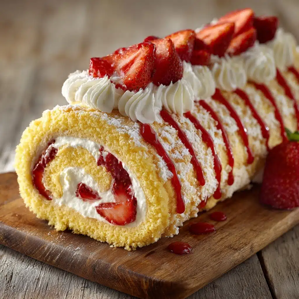 Homemade Strawberry Shortcake Cheesecake Roll Recipe - Recipe Image