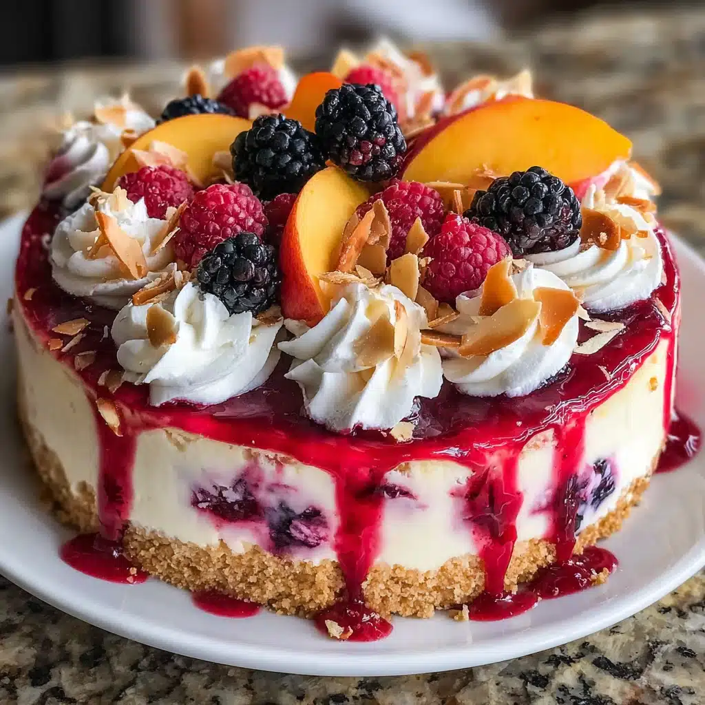 Summer Berry and Peach Cheesecake Recipe - Recipe Image