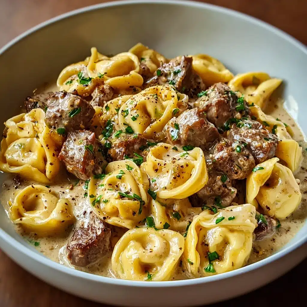 Cheesesteak Tortellini in Rich Provolone Sauce Recipe - Recipe Image