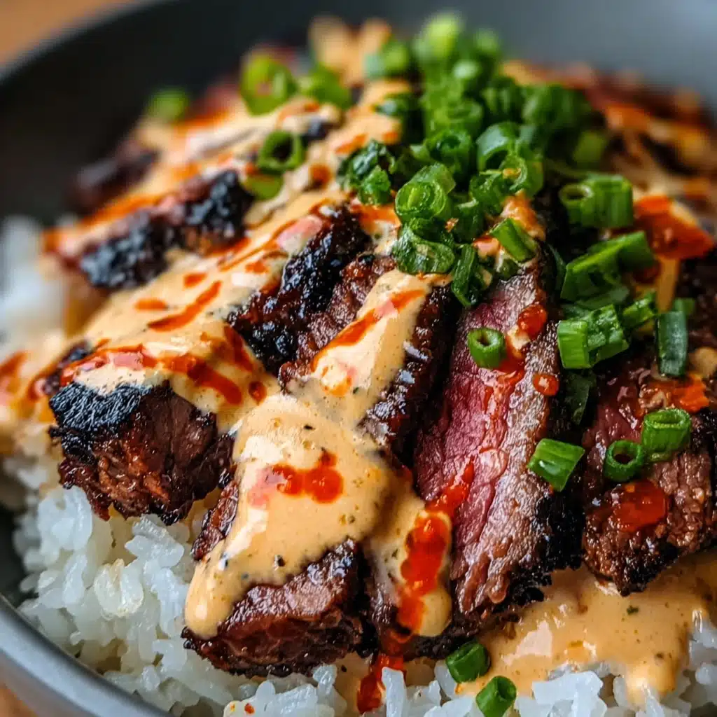 Korean BBQ Steak Rice Bowls with Spicy Cream Sauce Recipe - Recipe Image