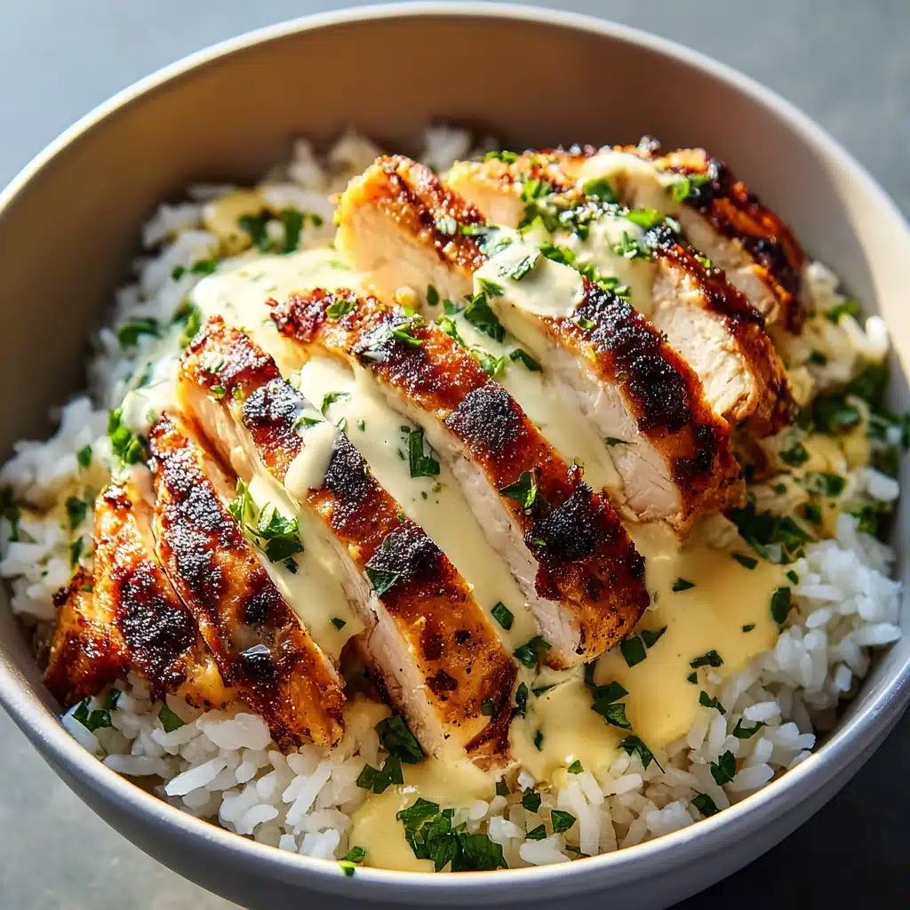 Chicken & Rice Bowls with Creamy Garlic Sauce Recipe