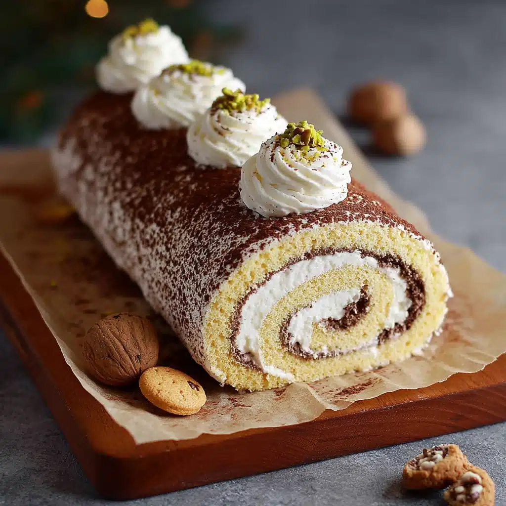 Tiramisu Yule Log Christmas Cake Recipe - Recipe Image