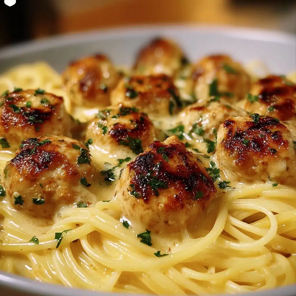 Plate the pasta and top with garlic butter chicken bites Recipe - Recipe Image