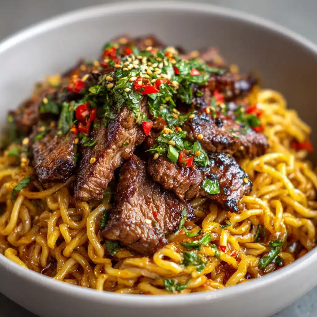 Sweet and Spicy Garlic Steak Pasta Recipe - Recipe Image