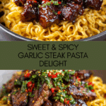 Sweet and Spicy Garlic Steak Pasta Recipe
