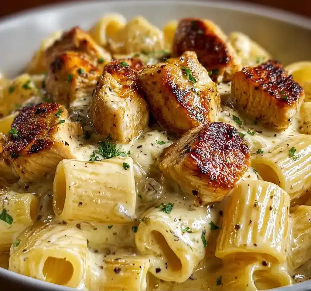 Creamy Garlic Butter Chicken and Rigatoni in Parmesan Sauce Recipe