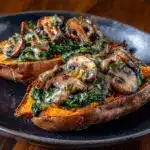 Creamy Mushroom and Spinach Stuffed Sweet Potatoes Recipe