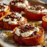 Sweet Potato Rounds with Goat Cheese recipe