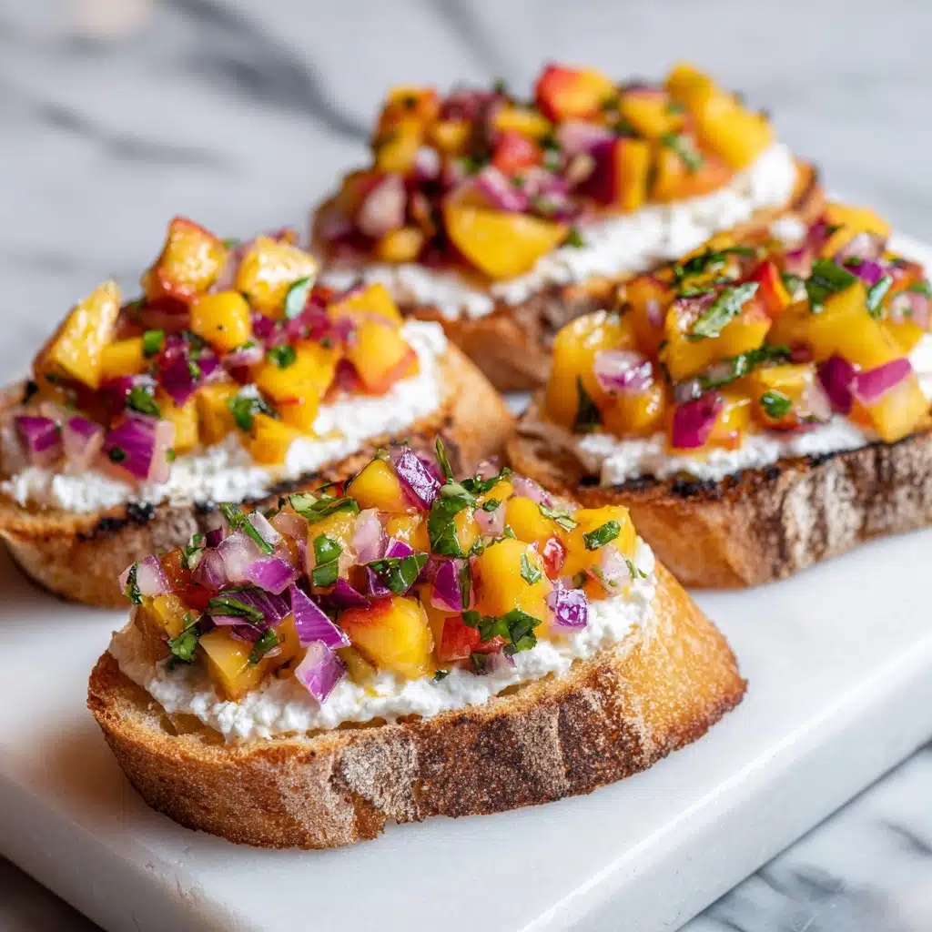 Peach Bruschetta with Goat Cheese and Honey Recipe - Recipe Image