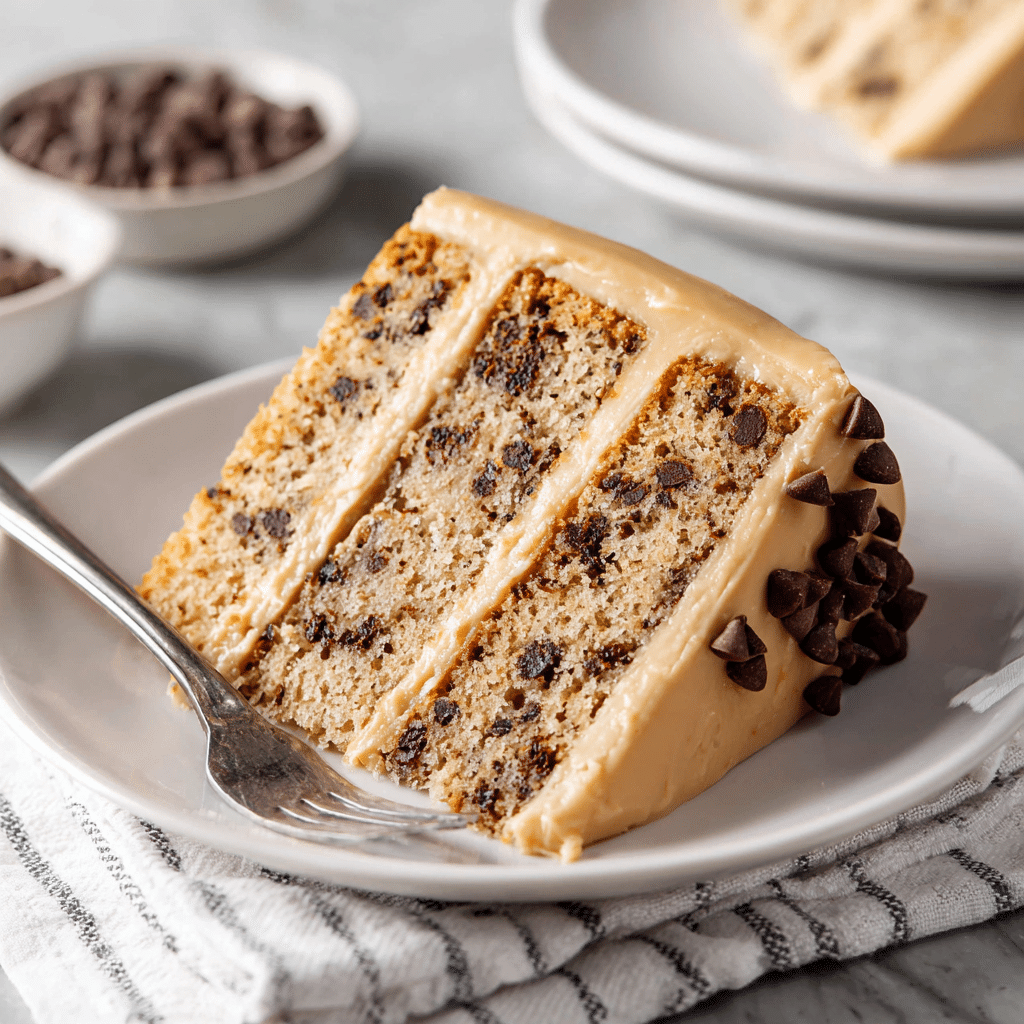 Banana Chocolate Chip Cake with Peanut Butter Frosting Recipe - Recipe Image