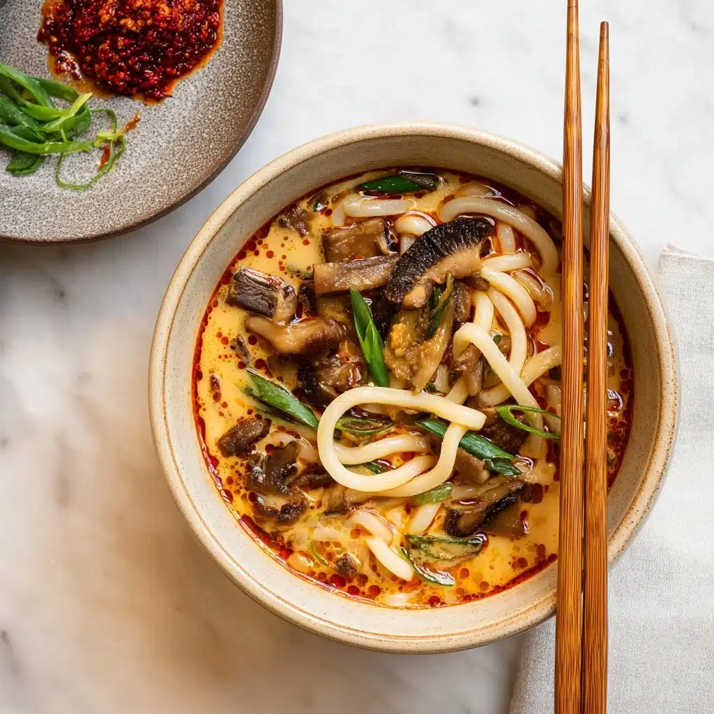 Creamy Mushroom Udon Noodle Soup Recipe - Recipe Image