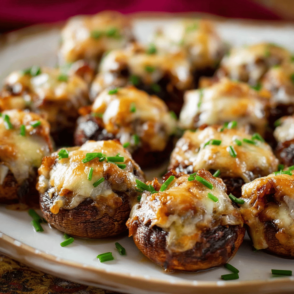 French Onion Stuffed Mushrooms Recipe - Recipe Image