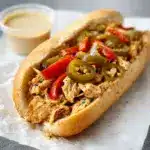 Healthy Crockpot Chicken Philly Cheesesteak Recipe