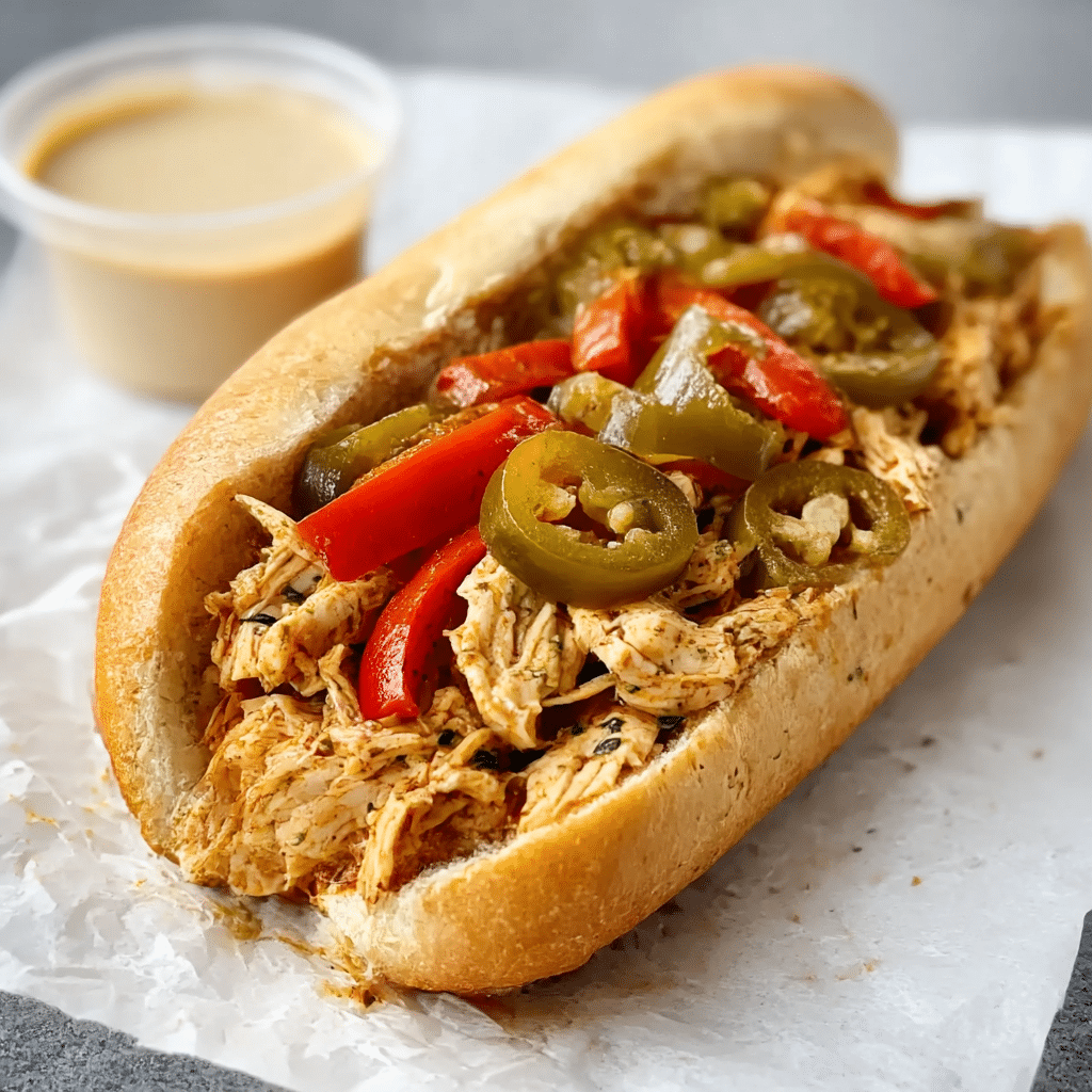 Healthy Crockpot Chicken Philly Cheesesteak Recipe - Recipe Image