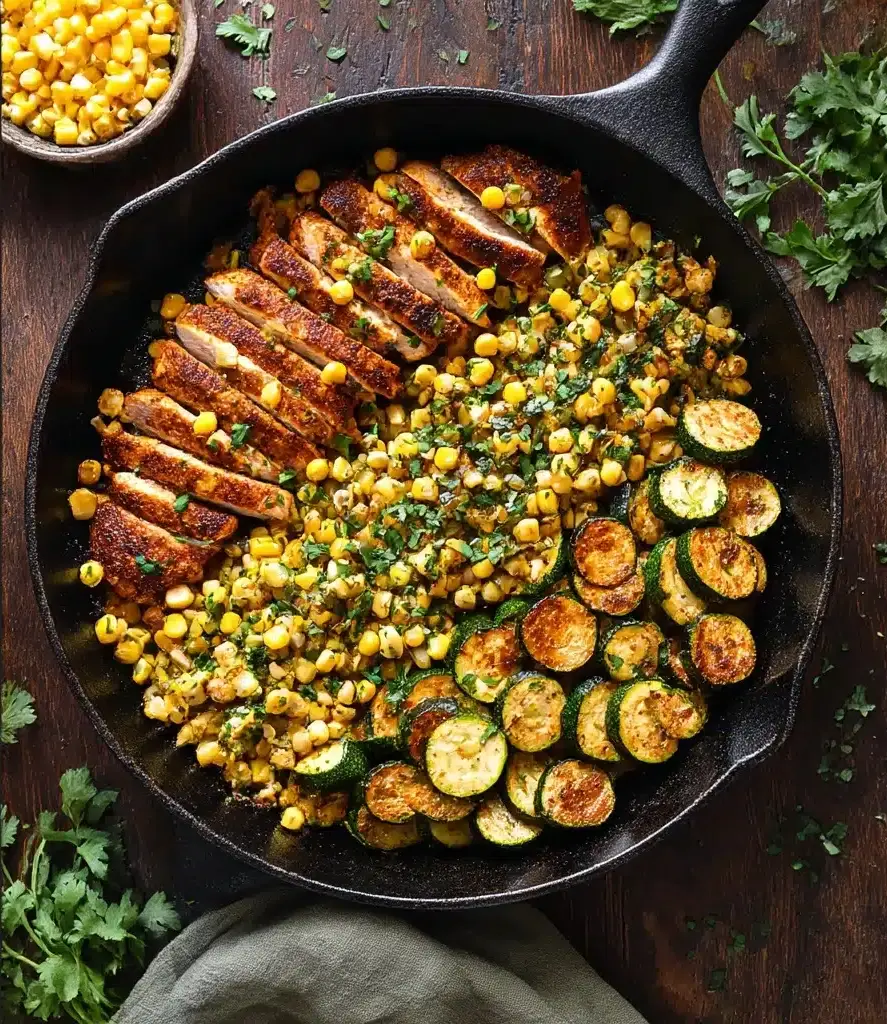 Garlic Butter Chicken with Zucchini and Corn Recipe