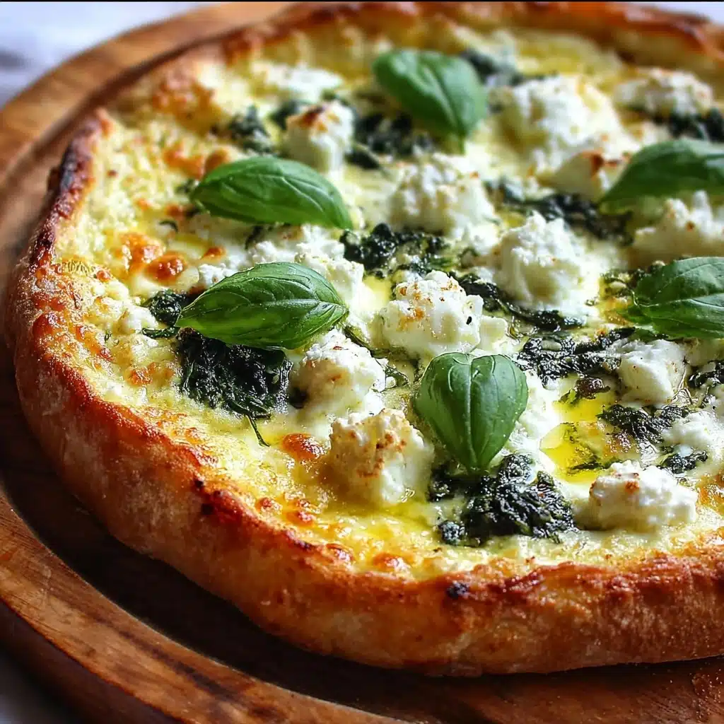 Greek Roasted Garlic Spinach White Pizza Recipe