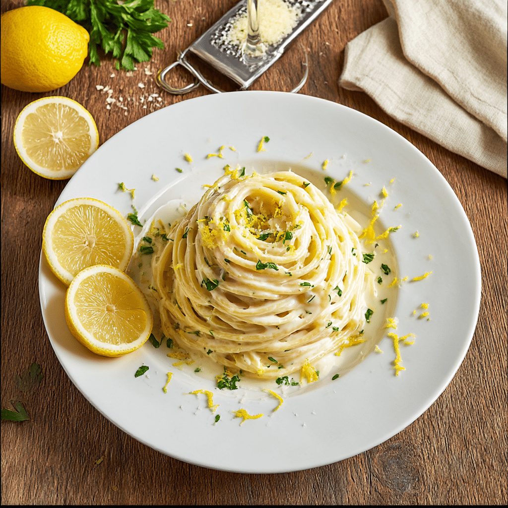 Creamy Lemon Garlic Pasta Recipe - Recipe Image