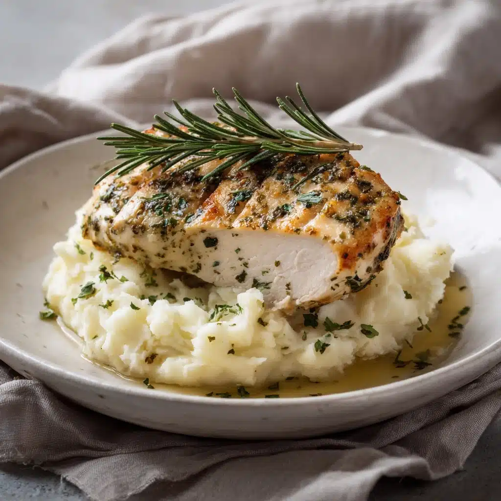 Herb-Crusted Chicken & Garlic Mashed Potatoes Recipe - Recipe Image