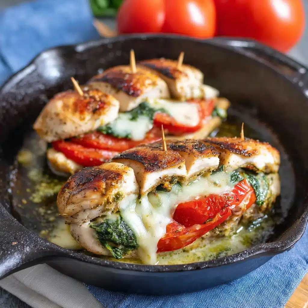 Pesto Tomato and Mozzarella Stuffed Chicken Breasts Recipe - Recipe Image