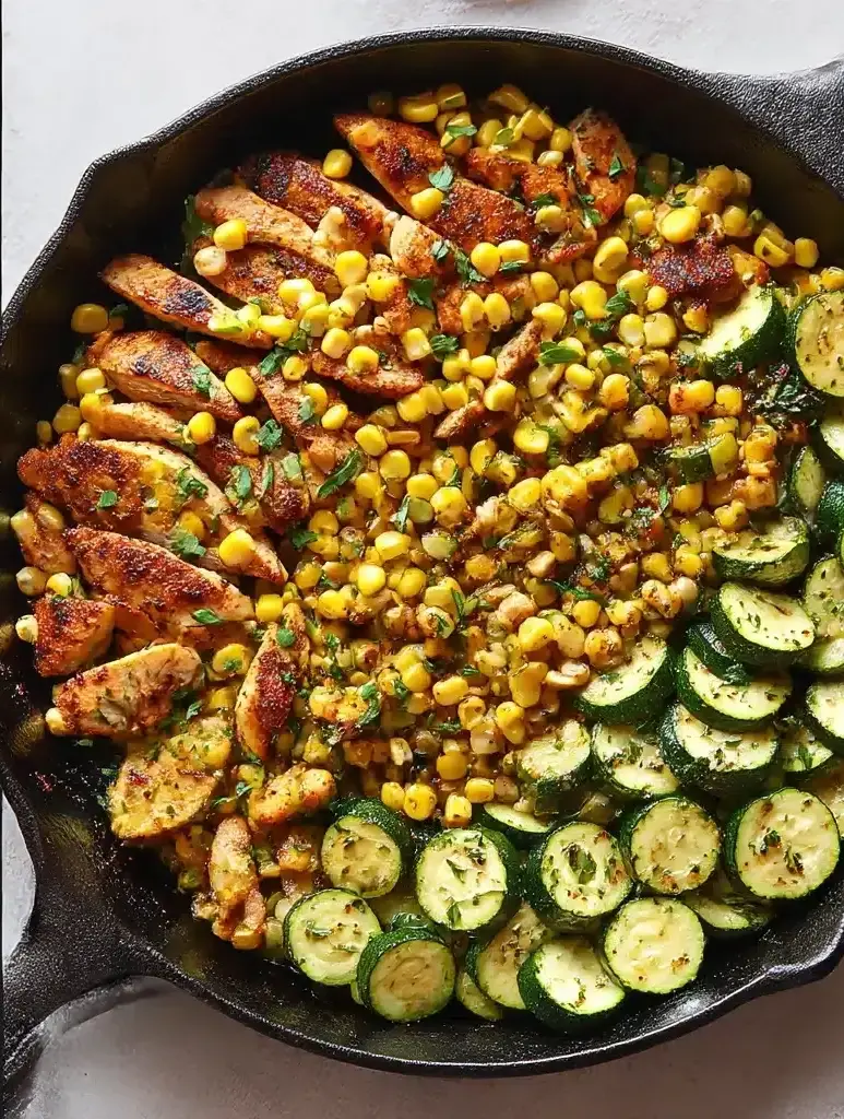 Garlic Butter Chicken with Zucchini and Corn Recipe