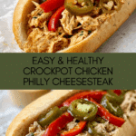 Healthy Crockpot Chicken Philly Cheesesteak Recipe