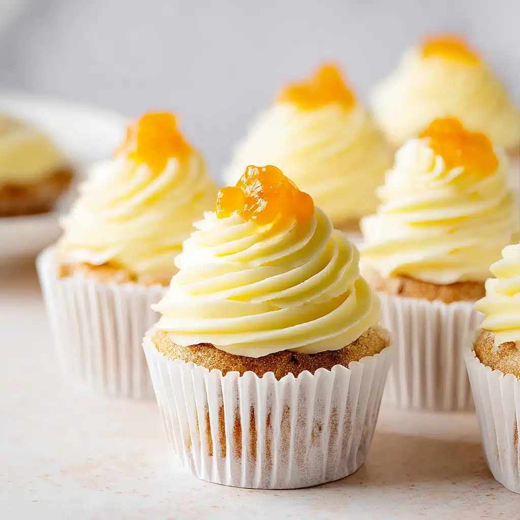 Peach Cupcakes with Dreamy Vanilla Buttercream Recipe - Recipe Image