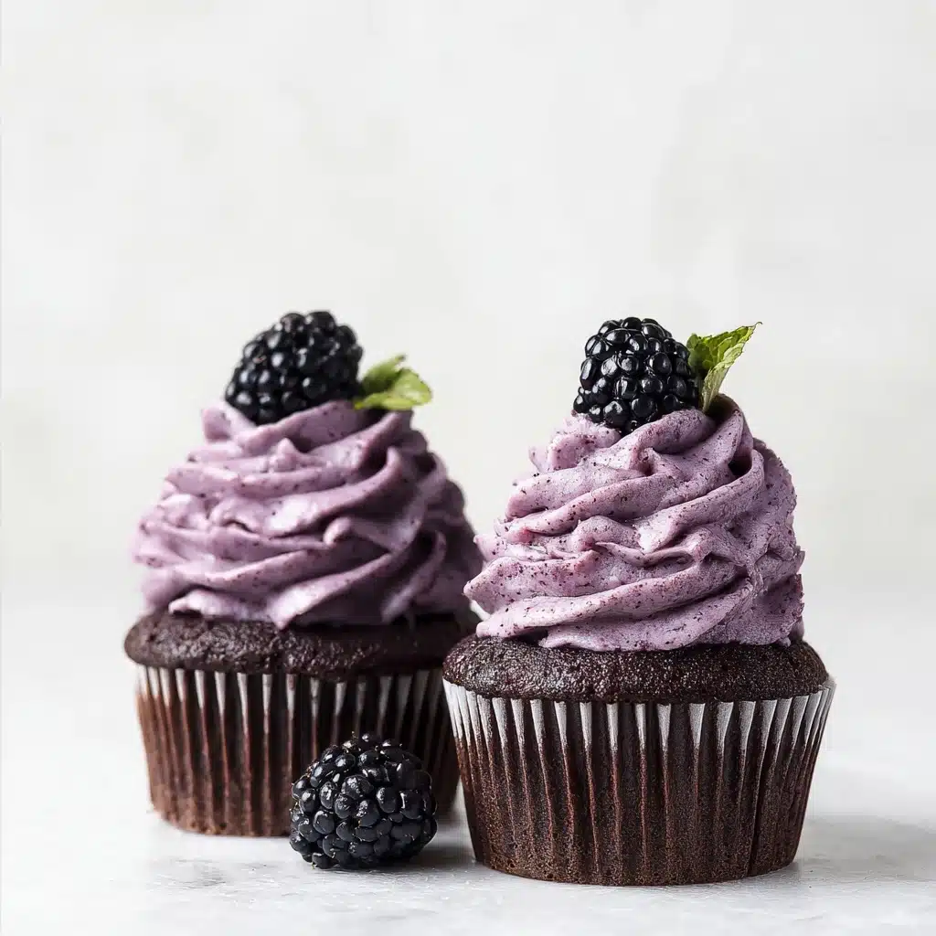 Chocolate Cupcakes with Blackberry Buttercream Recipe - Recipe Image