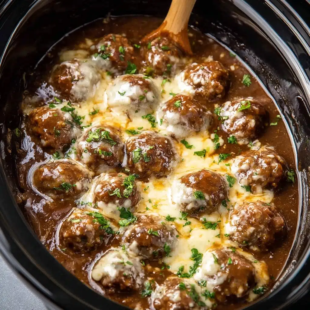 Crock Pot French Onion Meatballs Recipe - Recipe Image