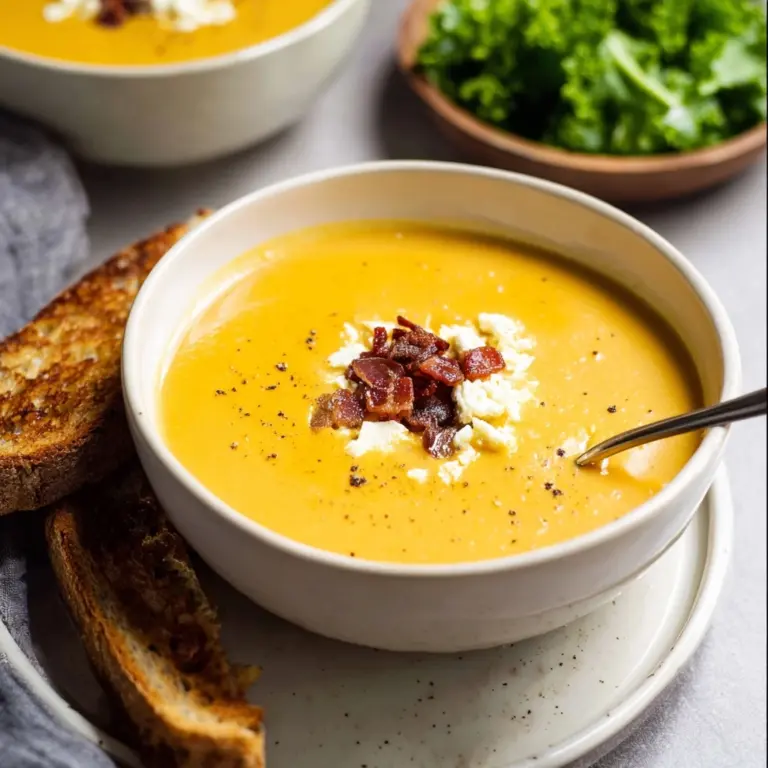 Roasted Butternut Squash Soup with Goat Cheese and Bacon Recipe