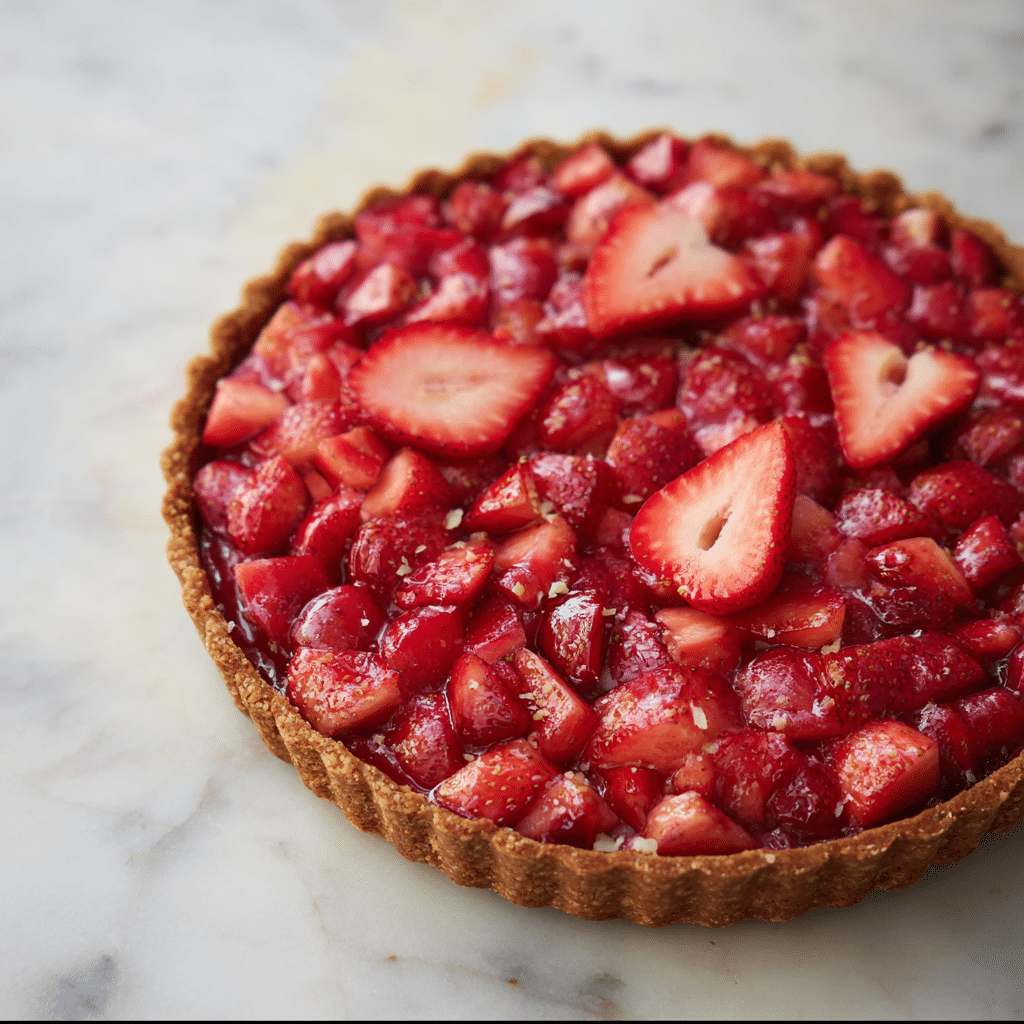 Sprouted Spelt Strawberry Rhubarb Tart Recipe - Recipe Image