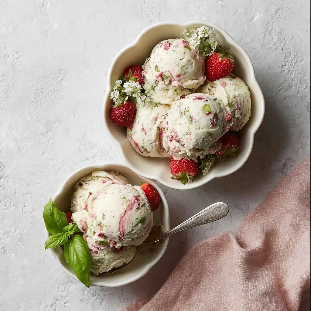 Roasted Strawberries & Sweet Lime Basil Ice Cream Recipe - Recipe Image