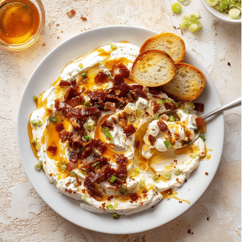 Hot Honey and Bacon Whipped Goat Cheese Recipe - Recipe Image