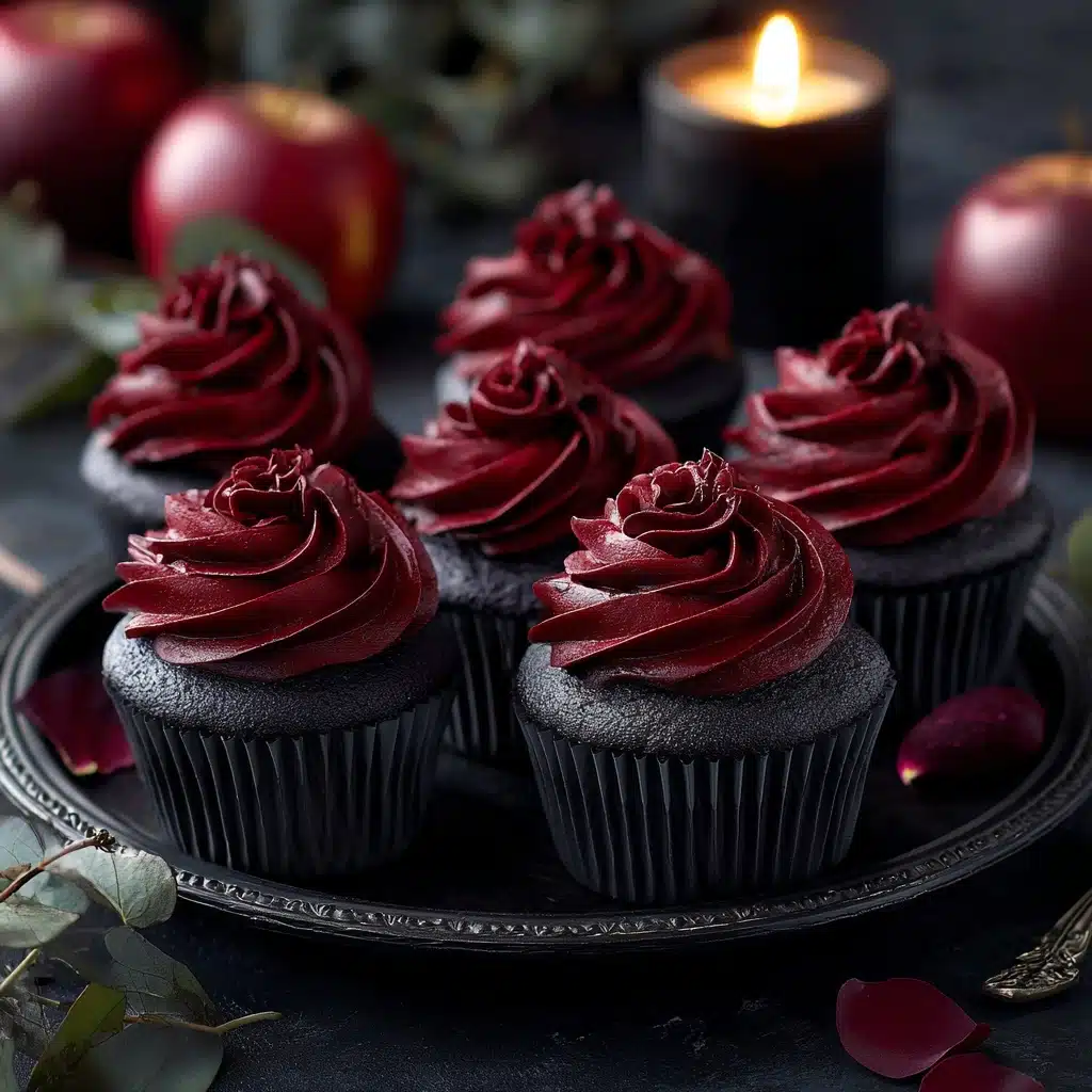 Wednesday Morticia's Midnight Rose Garden Cupcakes Recipe