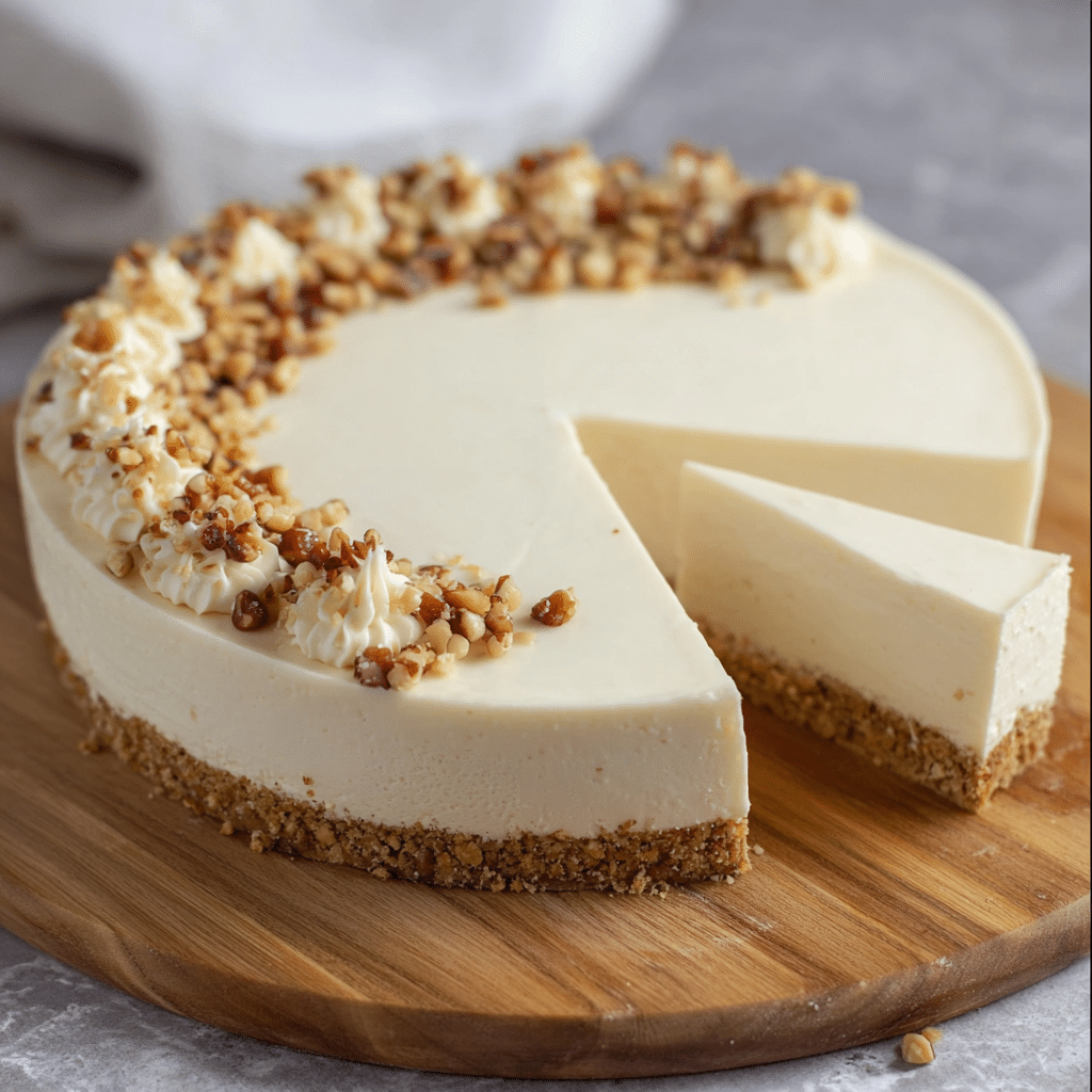 No-bake maple cheesecake with a pecan crust Recipe - Recipe Image