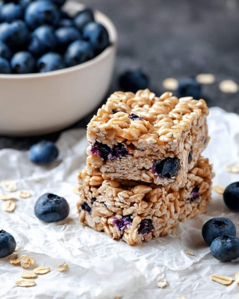 Blueberry Rice Krispies Squares with Vanilla Glaze Recipe