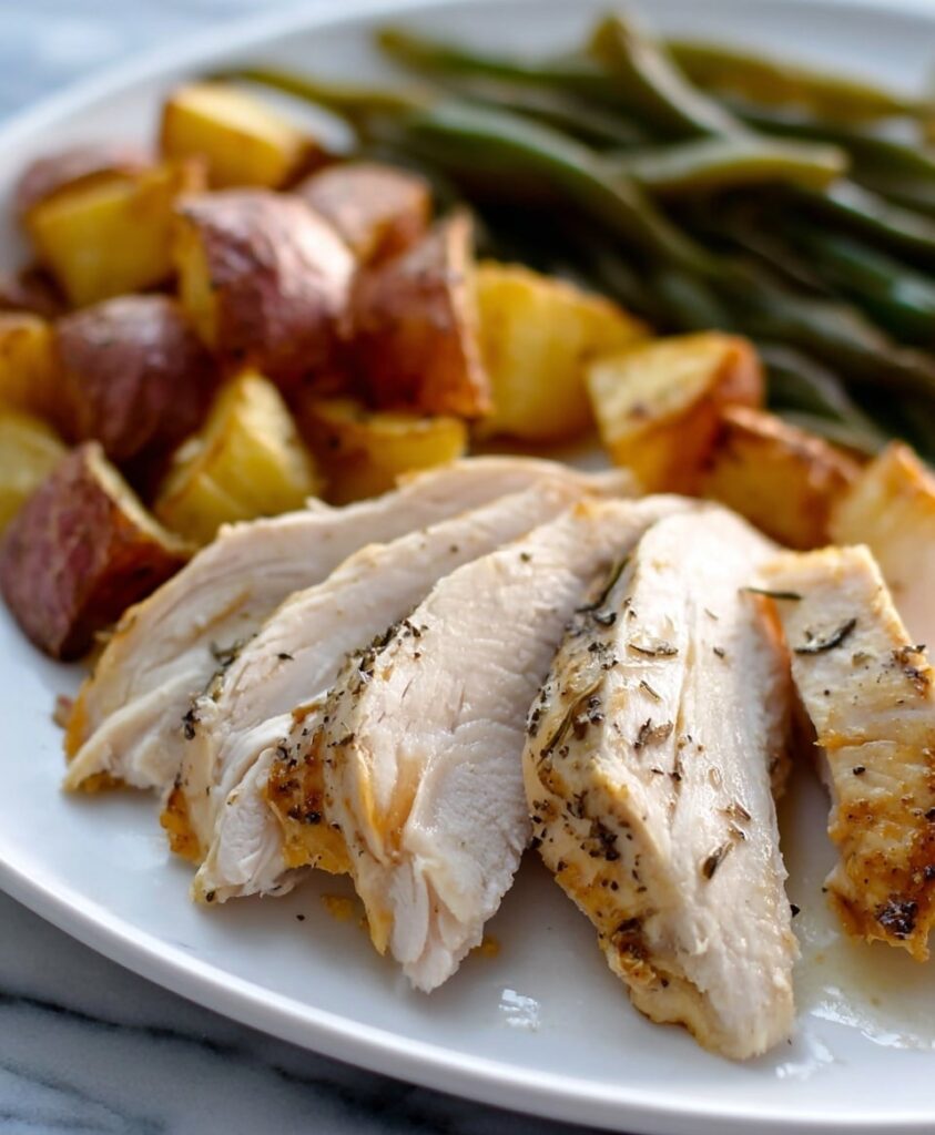 Slow Cooker Lemon Herb Chicken with Potatoes and Green Beans Recipe