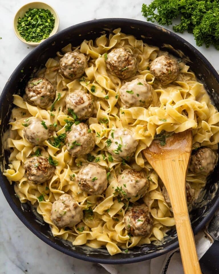 One Pan Swedish Meatballs and Noodles Recipe
