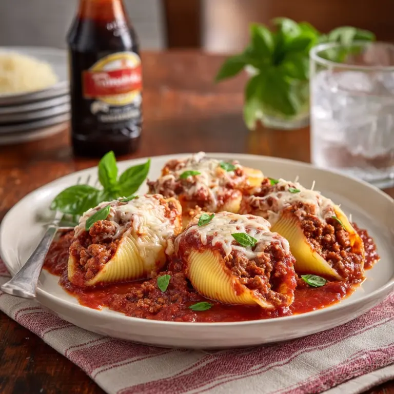 Stuffed Shells with Savory Beef Sauce Recipe
