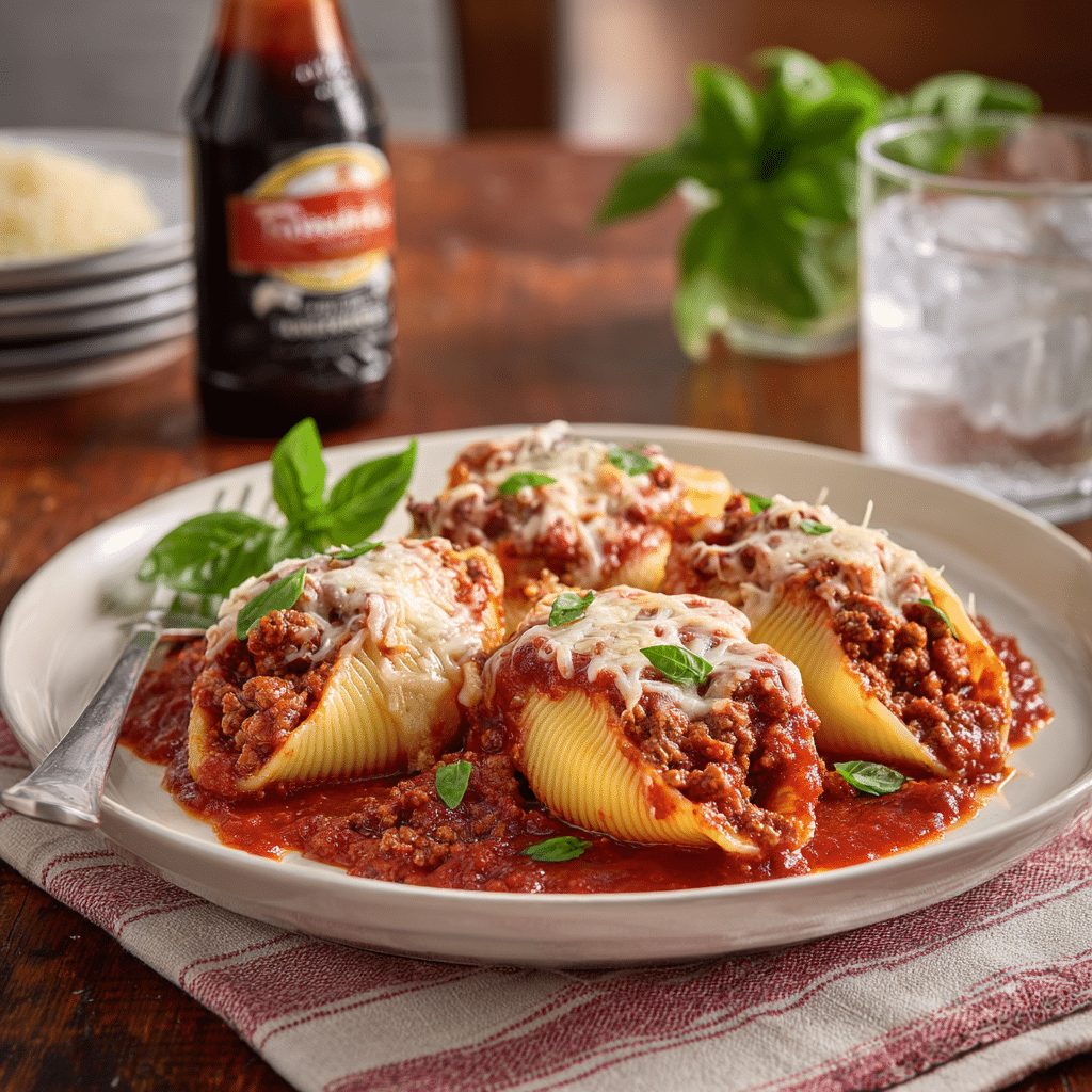 Stuffed Shells with Savory Beef Sauce Recipe - Recipe Image