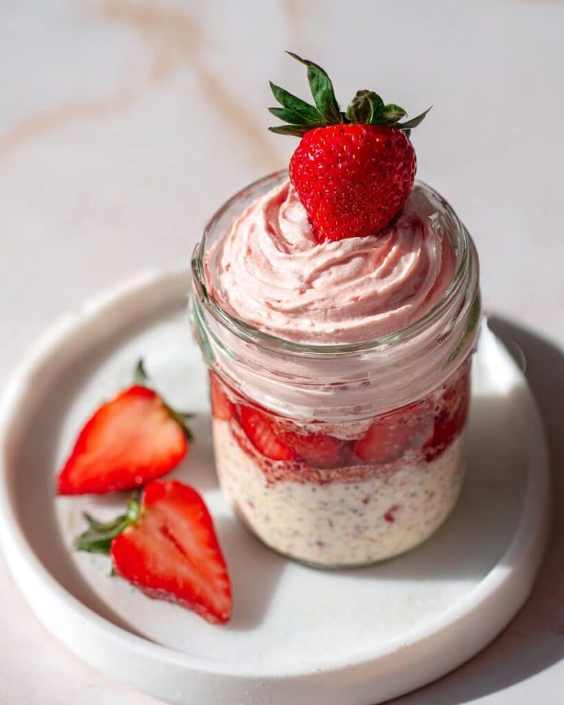 Strawberries & Cream Overnight Oats Recipe