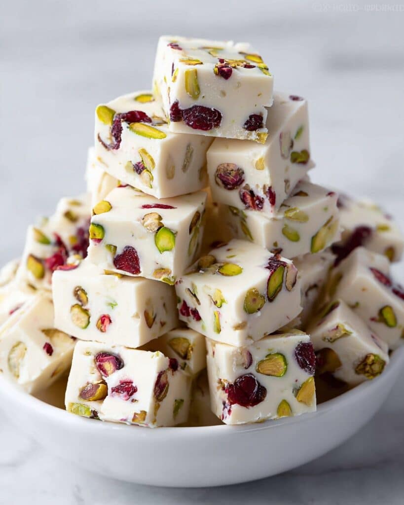 White Chocolate Cranberry Pistachio Fudge Recipe